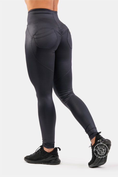 High Waist Glossy Look Bubble Butt Pants 586