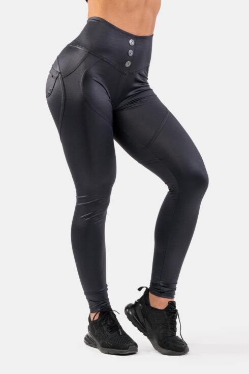 High Waist Glossy Look Bubble Butt Pants 586 - immagine 3