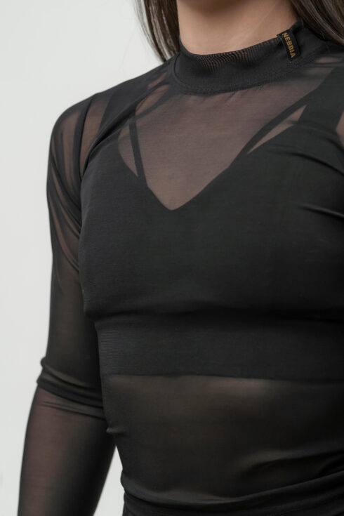 NEBBIA Women's Mesh Long Sleeve Top INTENSE Sheer 847 Gold - immagine 5