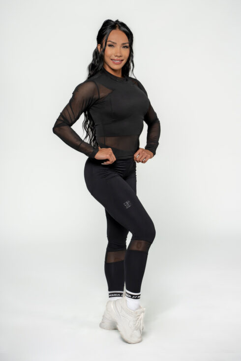 NEBBIA Women's Mesh Long Sleeve Top INTENSE Sheer 847 Gold - immagine 3